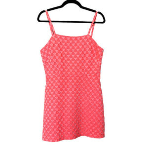 Milly Dress Pink Bernadene Floral Cloque Spaghetti Strap Square Neck Mini Short